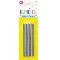 (image for) 4" Silver Sparkler Birthday Candles 18pk