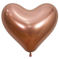 (image for) 14" Reflex Rose Gold Heart Shaped Latex Balloons 50pk