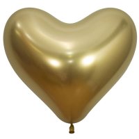 (image for) 14" Reflex Gold Heart Shaped Latex Balloons 50pk