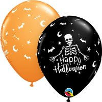 11" Happy Halloween Skeleton Latex Balloons 25pk