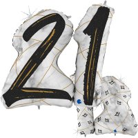 (image for) 21 Black Marble Mate Shape Number Balloons