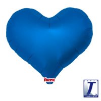 14" Metallic Blue Jelly Heart Foil Balloons Pack of 5