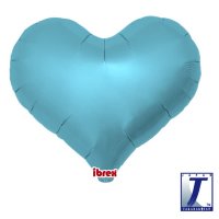 14" Metallic Light Blue Jelly Hearts Foil Balloons Pack of 5