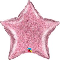 20" Pink Glittergraphic Star Foil Balloon