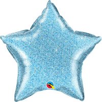 20" Light Blue Glittergraphic Star Foil Balloon