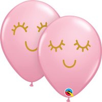 11" Pink Eyelashes Latex Balloons 25pk