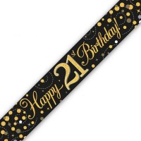 (image for) Black Sparkling Fizz Happy 21st Birthday Holographic Banner