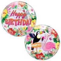 22" Tropical Party Happy Birthday Single Bubble Balloons