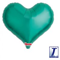 18" Metallic Green Jelly Heart Foil Balloons Pack of 5