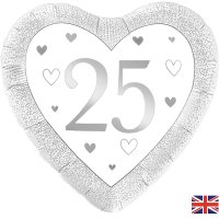 18" Happy 25th Anniversary Heart Foil Balloons