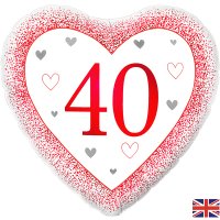 18" Happy 40th Anniversary Heart Foil Balloons