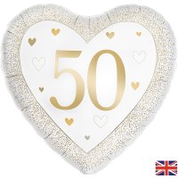 18" Happy 50th Anniversary Heart Foil Balloons