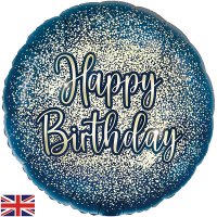 (image for) 18" Happy Birthday Glitter Navy Gold Foil Balloon