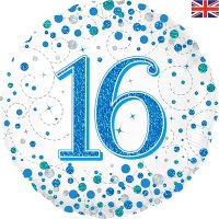 (image for) 18" Blue Sparkling Fizz 16th Birthday Foil Balloons