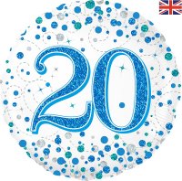 18" Blue Sparkling Fizz 20th Birthday Foil Balloons