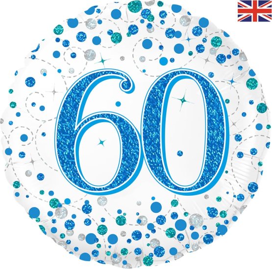 (image for) 18" Blue Sparkling Fizz 60th Birthday Foil Balloons