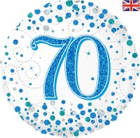 18" Blue Sparkling Fizz 70th Birthday Foil Balloons