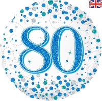(image for) 18" Blue Sparkling Fizz 80th Birthday Foil Balloons