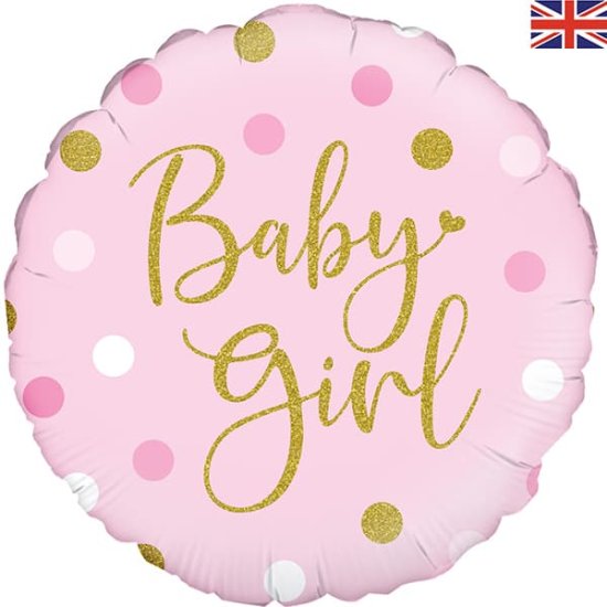 (image for) 18" Sparkling Baby Girl Dots Holographic Foil Balloons