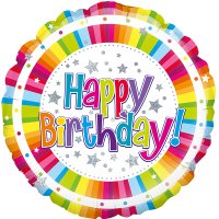 (image for) 18" Bright Stripe Birthday Holographic Foil Balloon