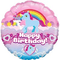 (image for) 18" Unicorn Rainbow Happy Birthday Foil Balloons