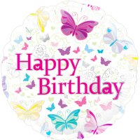 (image for) 18" Happy Birthday Butterfly Foil Balloons