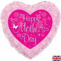 (image for) 18" Happy Mothers Day Butterfly & Hearts Foil Balloons