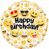 (image for) 18" Happy Birthday Emoji Foil Balloons