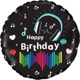 (image for) 18" Media Music Happy Birthday Foil Balloons