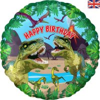 (image for) 18" Jurassic Dinosaur Happy Birthday Foil Balloons