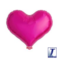 25" Metallic Magenta Jelly Hearts Foil Balloons Pack Of 5