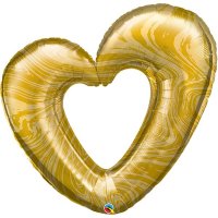 Gold Open Marble Heart Supershape Foil Balloons