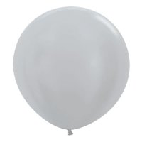 24" Satin Silver Latex Balloons 3pk