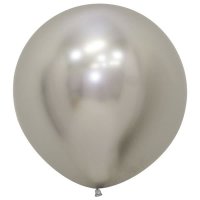 24" Reflex Silver Latex Balloons 3pk