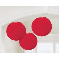 Apple Red Paper Lanterns 3pk