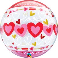 22" Love Connected Hearts Single Bubble Balloons