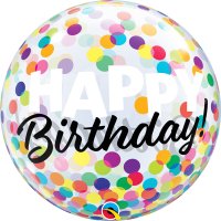 22" Happy Birthday Colourful Dots Single Bubble Balloons