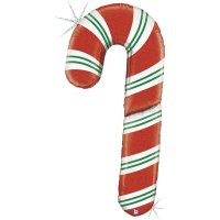 (image for) Giant 5 Foot Holographic Candy Cane Foil Balloon