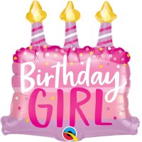 (image for) 14" Birthday Girl Cake & Candles Air Fill Balloons