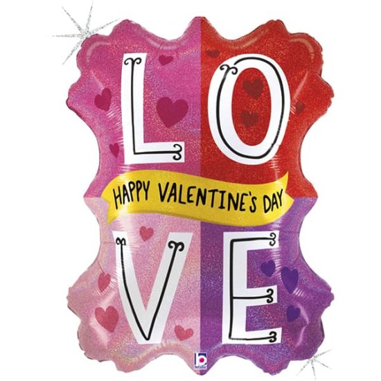 (image for) Happy Valentines Day Colour Block Supershape Balloons