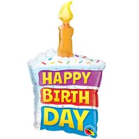 (image for) 14" Happy Birthday Cake & Candle Air Filled Balloons