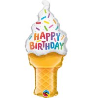(image for) 14" Happy Birthday Ice Cream Cone Air Filled Balloons