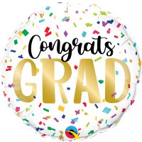 18" Congrats Grad Colourful Confetti Foil Balloons