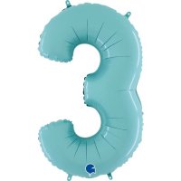 26" Pastel Blue Foil Number 3 Balloons