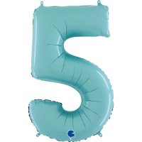 26" Pastel Blue Foil Number 5 Balloons