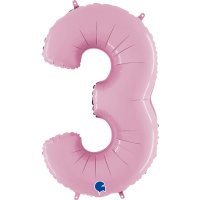 26" Pastel Pink Foil Number 3 Balloons