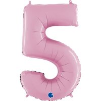 26" Pastel Pink Foil Number 5 Balloons