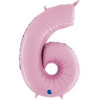 26" Pastel Pink Foil Number 6 Balloons