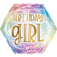 18" Birthday Girl Opal Pastel Foil Balloons