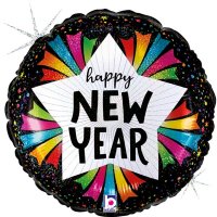 18" Happy New Year Star Foil Balloons